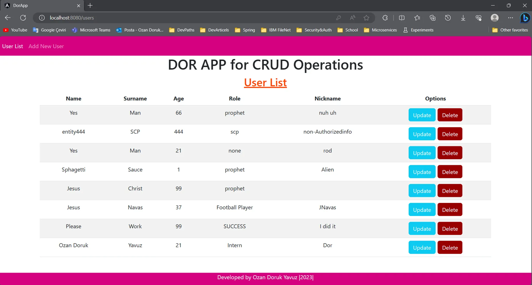 CRUD app